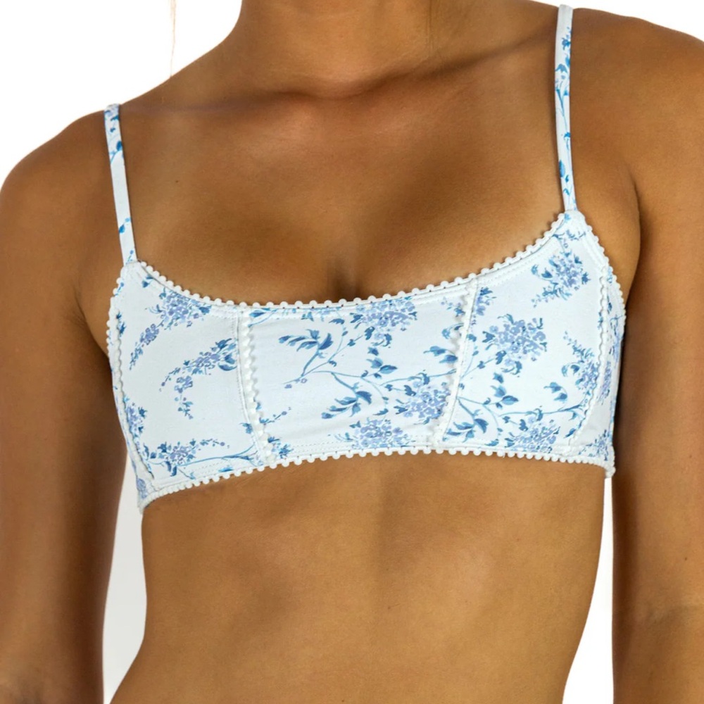 elysiian Nantucket Bikini Top- Blue Floral
